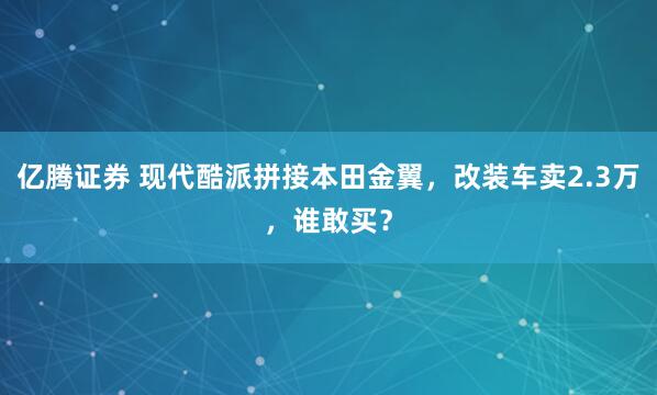 亿腾证券 现代酷派拼接本田金翼，改装车卖2.3万，谁敢买？