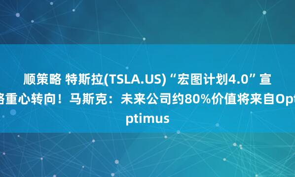 顺策略 特斯拉(TSLA.US)“宏图计划4.0”宣告战略重心转向！马斯克：未来公司约80%价值将来自Optimus