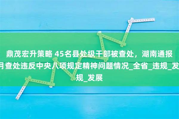 鼎茂宏升策略 45名县处级干部被查处，湖南通报6月查处违反中央八项规定精神问题情况_全省_违规_发展